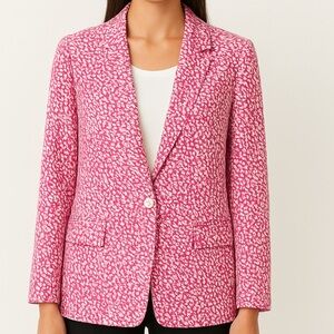 New Jessica London | Blazer Pink & White 16W | One Button Front Long Sleeve NWT